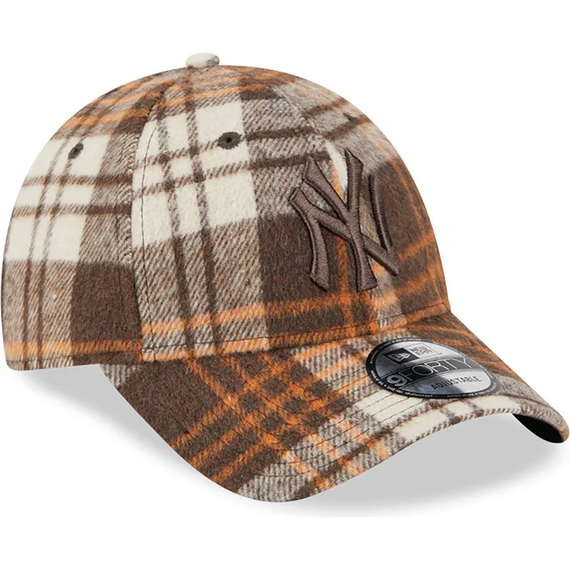 czapki-curva-brazowy-tasma-regulowana-9forty-check-new-york-yankees-mlb-new-era