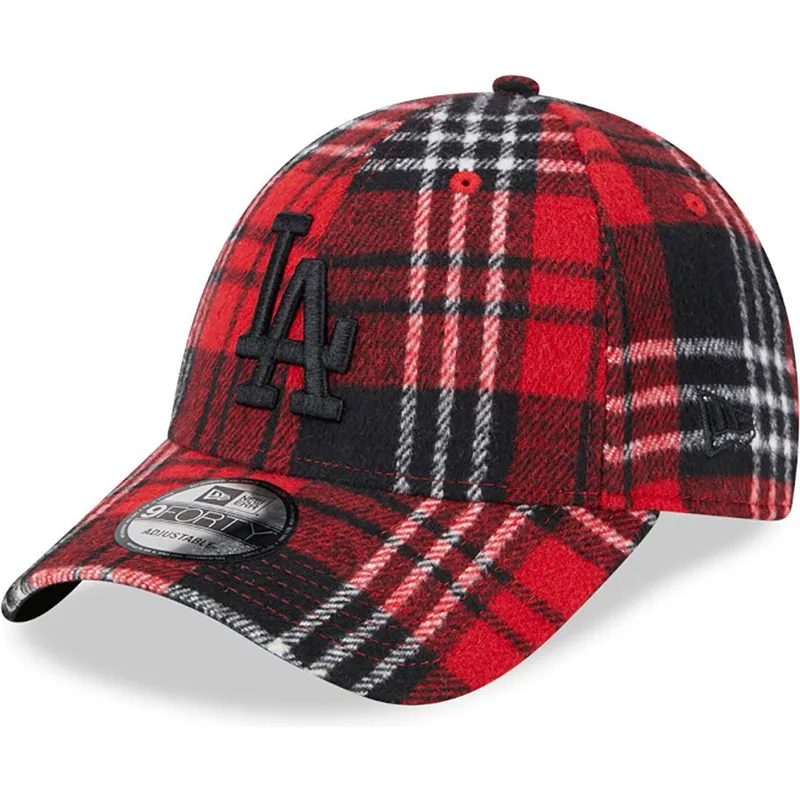 czapki-curva-czerwony-tasma-regulowana-negro-9forty-check-los-angeles-dodgers-mlb-new-era