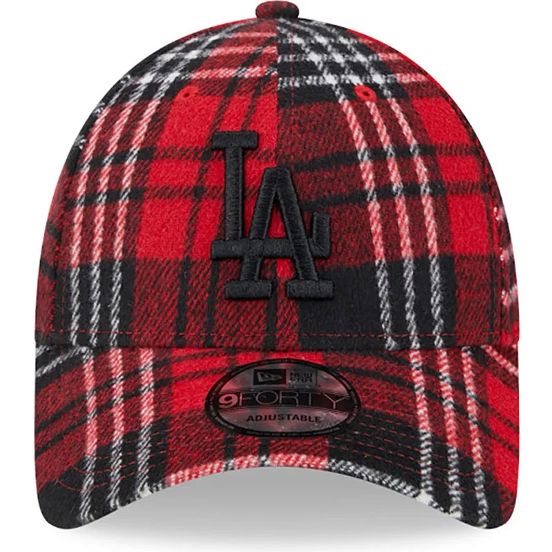 czapki-curva-czerwony-tasma-regulowana-negro-9forty-check-los-angeles-dodgers-mlb-new-era