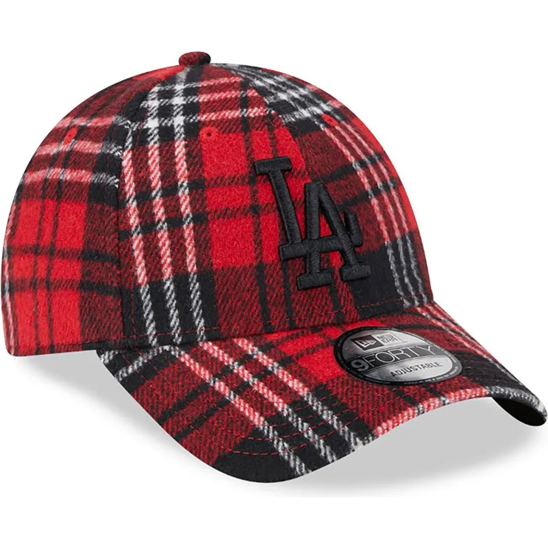 czapki-curva-czerwony-tasma-regulowana-negro-9forty-check-los-angeles-dodgers-mlb-new-era