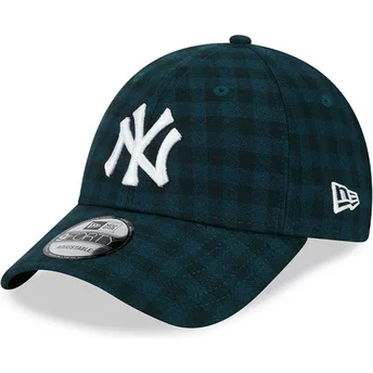 New Era Curved Brim 9FORTY Flannel New York Yankees MLB Green Adjustable Cap