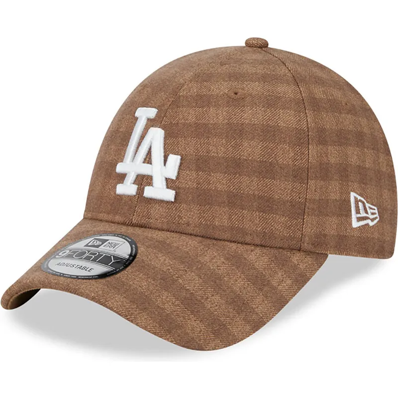 regulowana-brazowa-czapka-z-zakrzywionym-daszkiem-9forty-flannel-los-angeles-dodgers-mlb-od-new-era