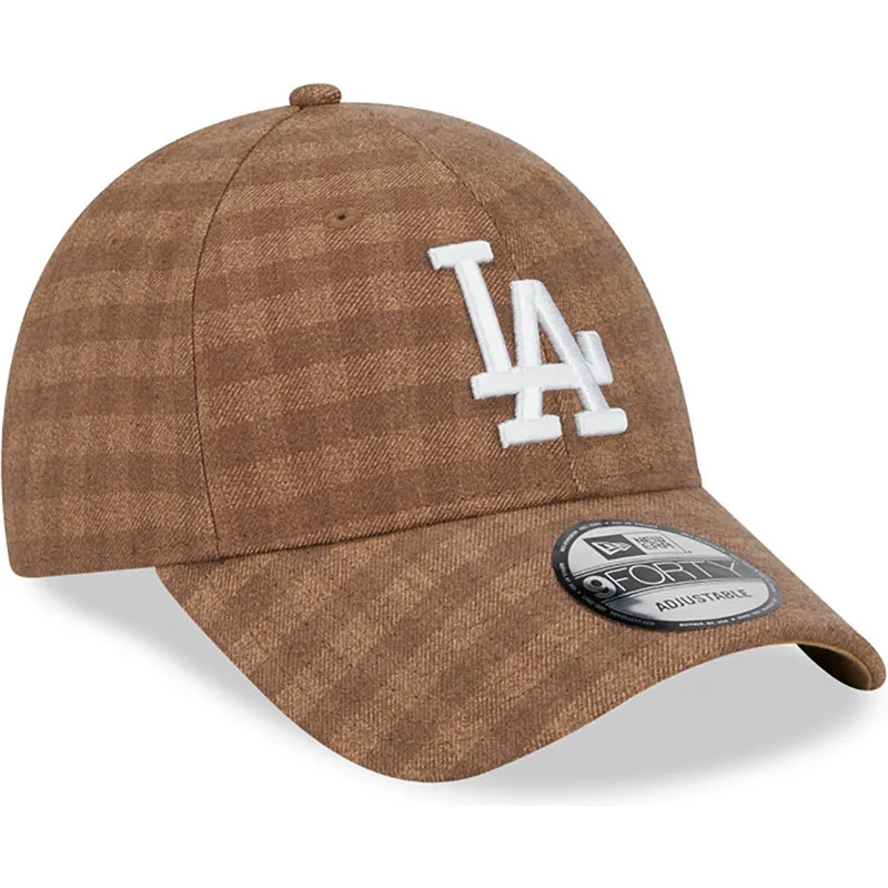 regulowana-brazowa-czapka-z-zakrzywionym-daszkiem-9forty-flannel-los-angeles-dodgers-mlb-od-new-era