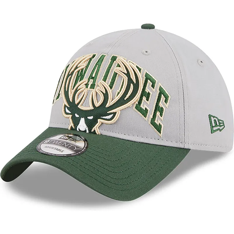 szara-i-zielona-regulowana-czapka-z-daszkiem-9twenty-tip-off-2023-milwaukee-bucks-nba-new-era