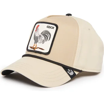 Beżowa czapka z zakrzywionym daszkiem snapback kogut Cock Rooster 100 The Farm All Over Canvas od Goorin Bros.