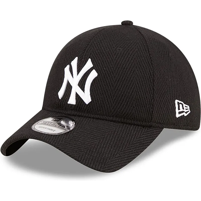 czapka-z-zakrzywionym-daszkiem-czarna-regulowana-9twenty-herringbone-new-york-yankees-mlb-new-era