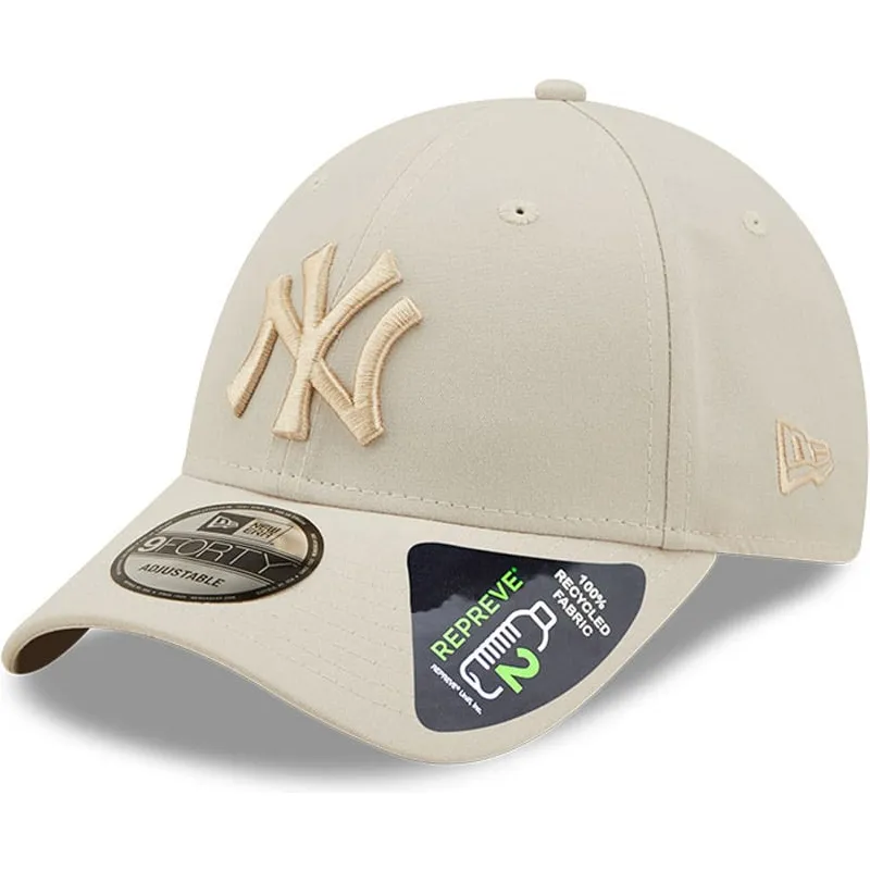 bezowa-zakrzywiona-czapka-snapback-z-bezowym-logo-9forty-tonal-repreve-new-york-yankees-mlb-new-era