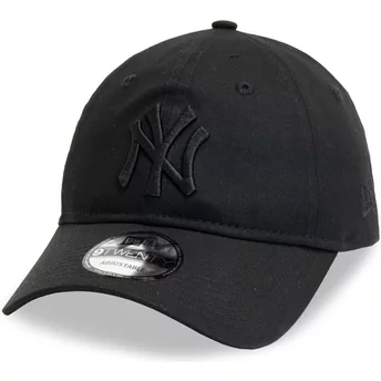 New Era Curved Brim Black Logo 9TWENTY League Essential New York Yankees MLB Black Adjustable Cap