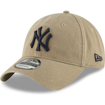 Czapka z daszkiem jasnobrązowa regulowana z granatowym logo 9TWENTY Core Classic New York Yankees MLB od New Era