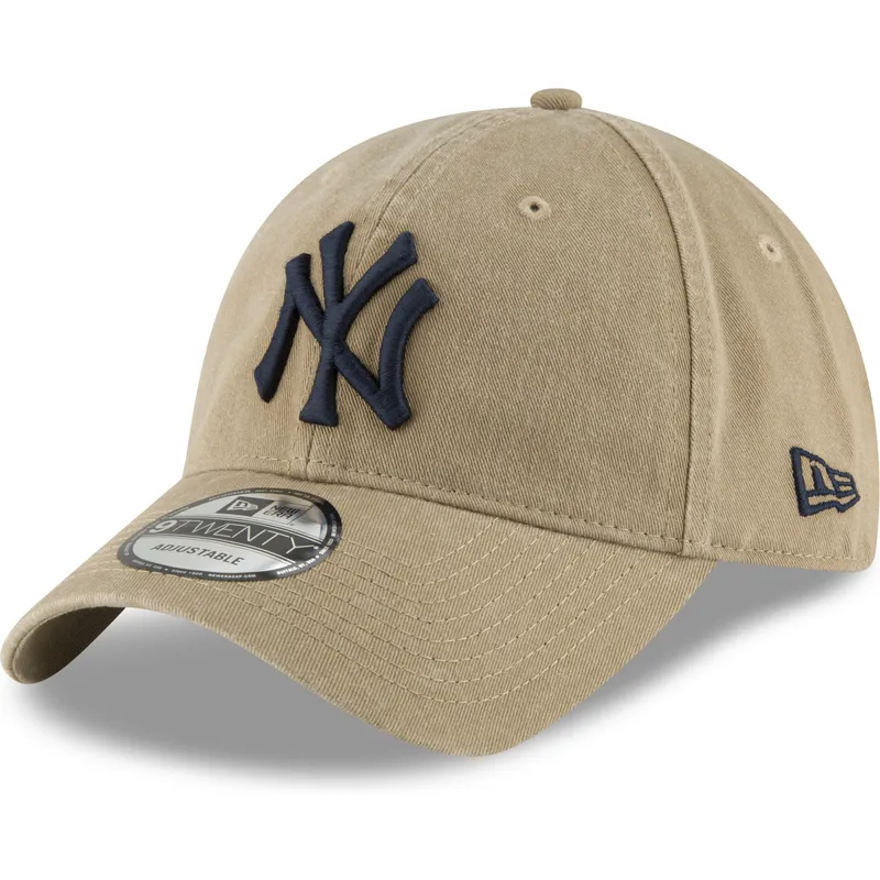 jasnobrazowa-zakrzywiona-czapka-z-regulacja-z-granatowym-logo-9twenty-core-classic-new-york-yankees-mlb-new-era