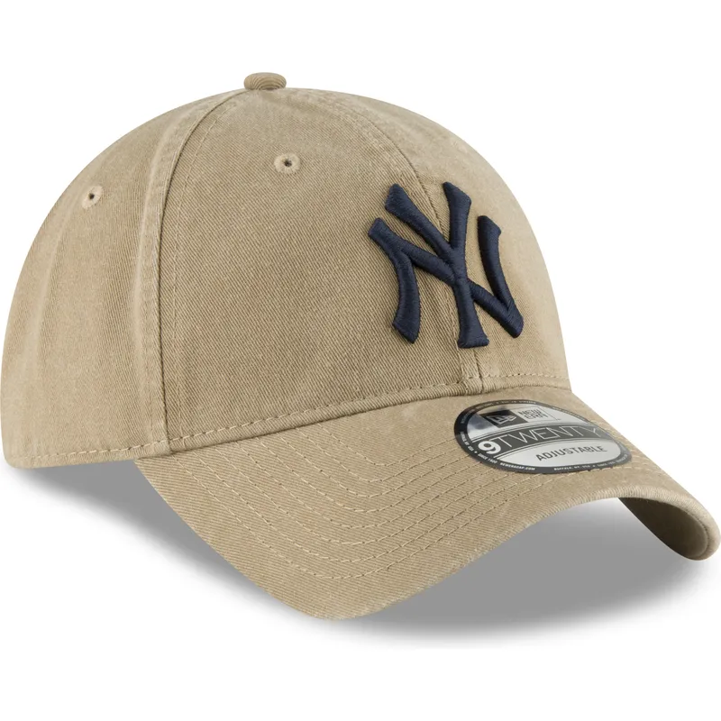 brazowa-jasna-regulowana-czapka-z-zakrzywionym-daszkiem-z-granatowym-logo-9twenty-core-classic-new-york-yankees-mlb-new-era