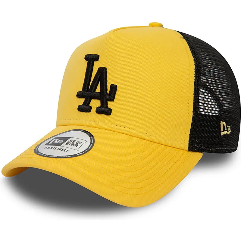 zolto-czarna-czapka-trucker-z-czarnym-logo-a-frame-league-essential-los-angeles-dodgers-mlb-od-new-era