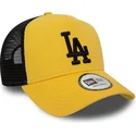 zolto-czarna-czapka-trucker-z-czarnym-logo-a-frame-league-essential-los-angeles-dodgers-mlb-od-new-era