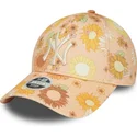 damska-pomaranczowa-czapka-z-zakrzywionym-daszkiem-9forty-floral-all-over-print-new-york-yankees-mlb-od-new-era