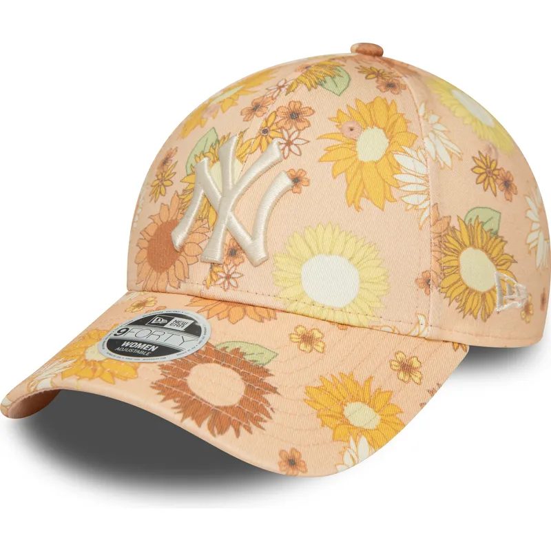 czapki-curva-pomaranczowy-tasma-regulowana-9forty-floral-all-over-print-new-york-yankees-mlb-new-era