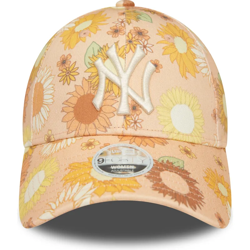 czapki-curva-pomaranczowy-tasma-regulowana-9forty-floral-all-over-print-new-york-yankees-mlb-new-era