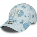 czapki-curva-niebieski-tasma-regulowana-9forty-floral-all-over-print-new-york-yankees-mlb-new-era