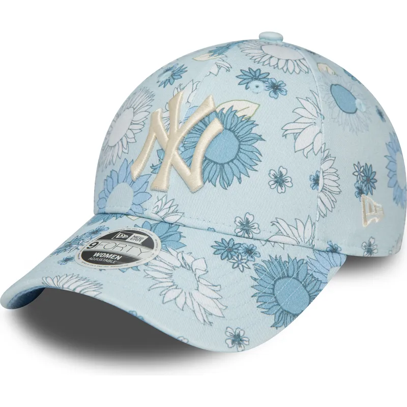 czapki-curva-niebieski-tasma-regulowana-9forty-floral-all-over-print-new-york-yankees-mlb-new-era