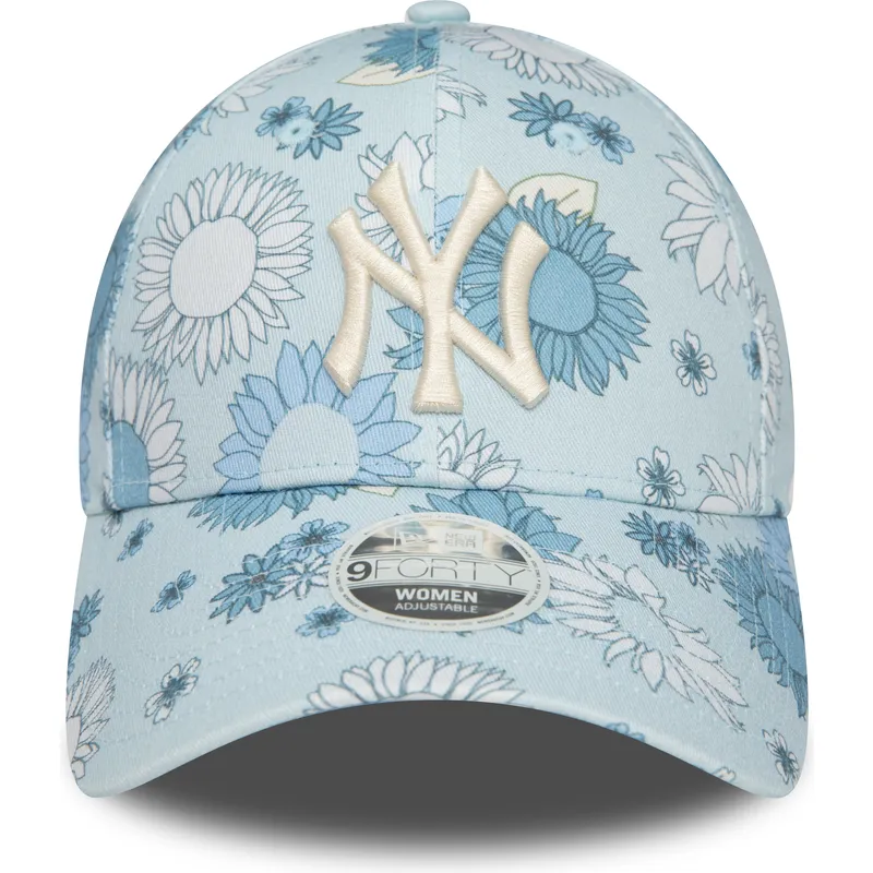 czapki-curva-niebieski-tasma-regulowana-9forty-floral-all-over-print-new-york-yankees-mlb-new-era