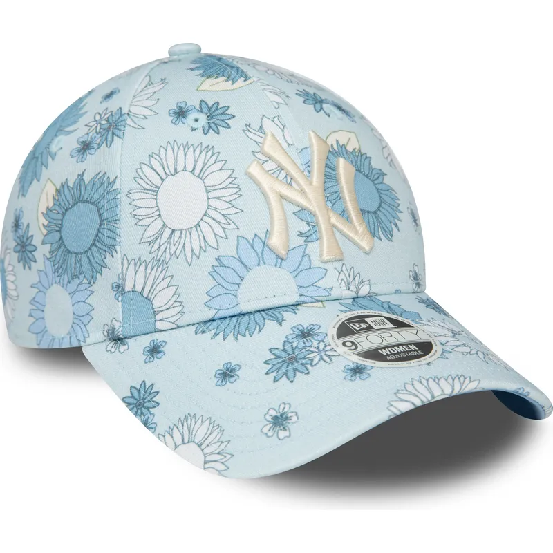 czapki-curva-niebieski-tasma-regulowana-9forty-floral-all-over-print-new-york-yankees-mlb-new-era