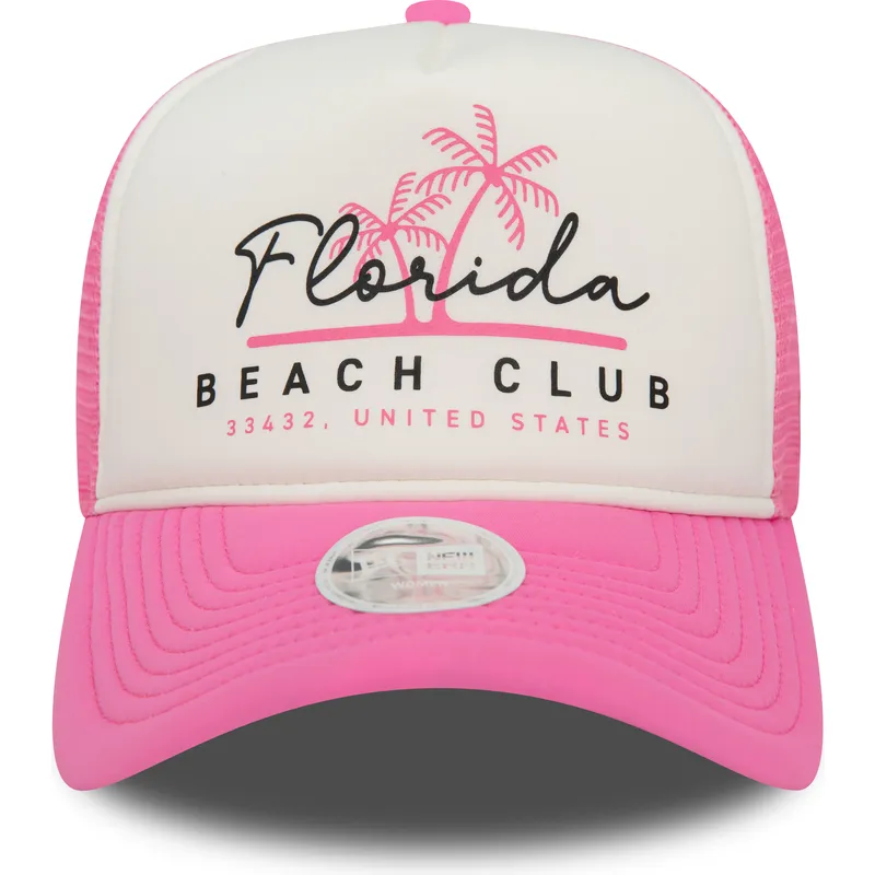 biala-i-rozowa-damska-czapka-trucker-z-piankowym-frontem-a-frame-florida-beach-club-od-new-era
