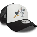 new-era-bugs-bunny-and-daffy-duck-a-frame-character-looney-tunes-white-and-black-trucker-hat