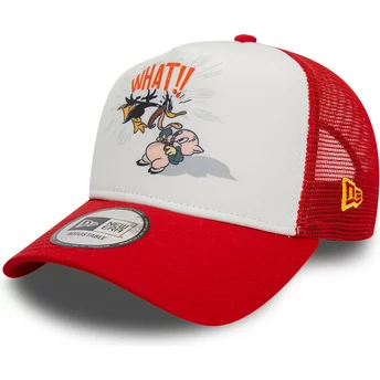 New Era Daffy Duck and Porky Pig A Frame Character Looney Tunes White and Red Trucker Hat