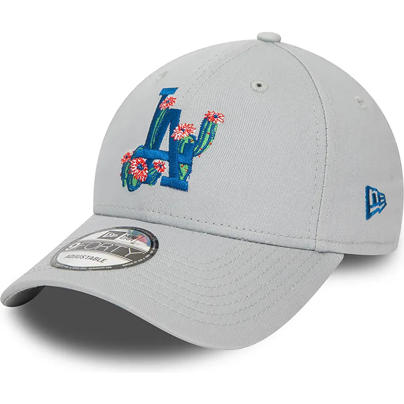 czapki-curva-szary-tasma-regulowana-9forty-flower-icon-los-angeles-dodgers-mlb-new-era