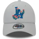 czapki-curva-szary-tasma-regulowana-9forty-flower-icon-los-angeles-dodgers-mlb-new-era