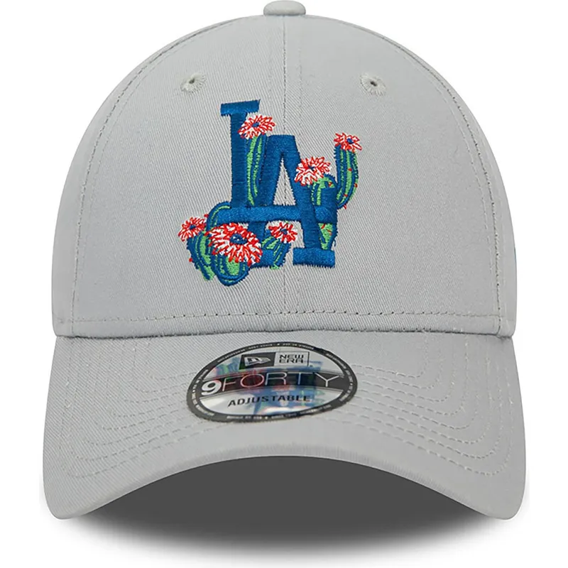czapki-curva-szary-tasma-regulowana-9forty-flower-icon-los-angeles-dodgers-mlb-new-era