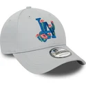 czapki-curva-szary-tasma-regulowana-9forty-flower-icon-los-angeles-dodgers-mlb-new-era