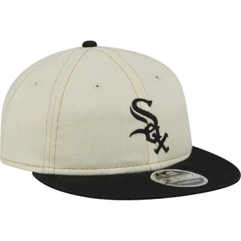 Beżowo-czarna czapka z płaskim daszkiem 9FIFTY Retro Crown Denim Chicago White Sox MLB od New Era