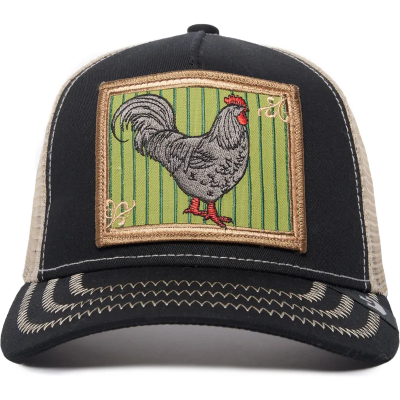 czarna-i-bezowa-czapka-trucker-z-kogutem-ye-olde-cock-the-farm-retro-classic-od-goorin-bros