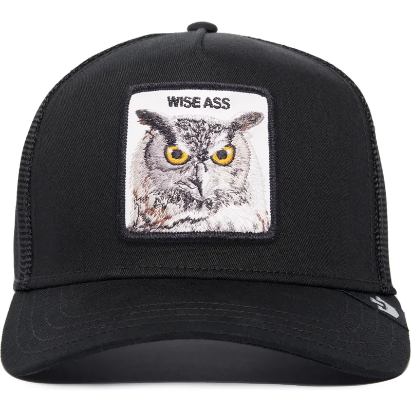 czapka-trucker-czarna-sowa-wise-ass-owl-the-farm-premium-od-goorin-bros