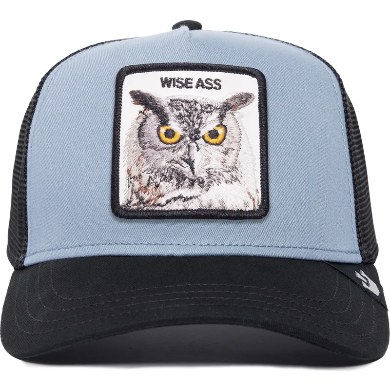 czapka-truckerka-niebiesko-czarna-sowa-wise-ass-owl-the-farm-premium-od-goorin-bros