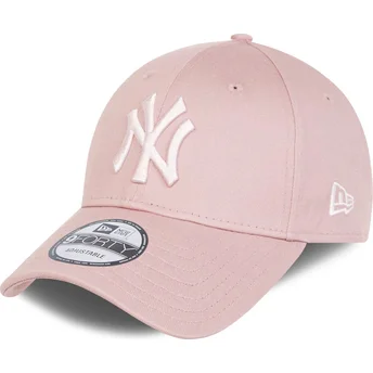 Różowa regulowana czapka z zakrzywionym daszkiem z różowym logo 9FORTY League Essential New York Yankees MLB New Era