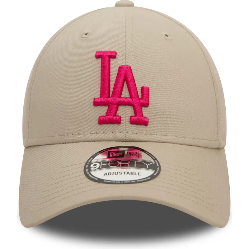 czapki-curva-bezowy-tasma-regulowana-rosa-9forty-league-essential-los-angeles-dodgers-mlb-new-era
