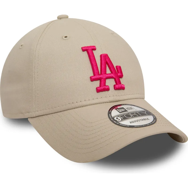 czapki-curva-bezowy-tasma-regulowana-rosa-9forty-league-essential-los-angeles-dodgers-mlb-new-era
