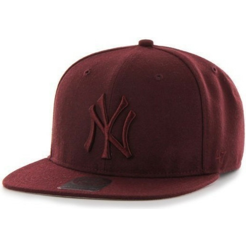 plaska-czapka-ciemno-czerwony-snapback-z-duzym-logo-new-york-yankees-mlb-no-shot-47-brand