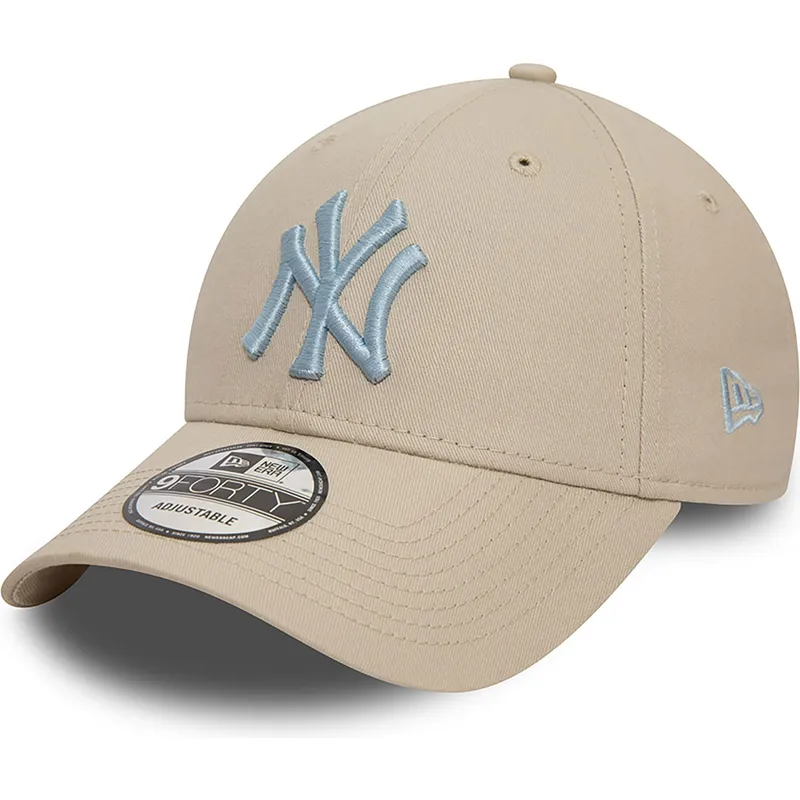 czapki-curva-bezowy-tasma-regulowana-claro-9forty-league-essential-new-york-yankees-mlb-new-era