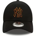 new-era-curved-brim-orange-logo-9forty-team-outline-new-york-yankees-mlb-black-adjustable-cap