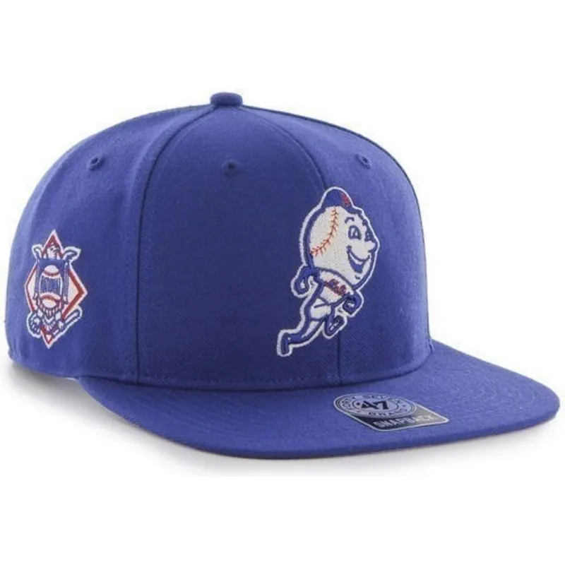 czapki-plana-niebieski-snapback-de-mascota-new-york-mets-mlb-47-brand
