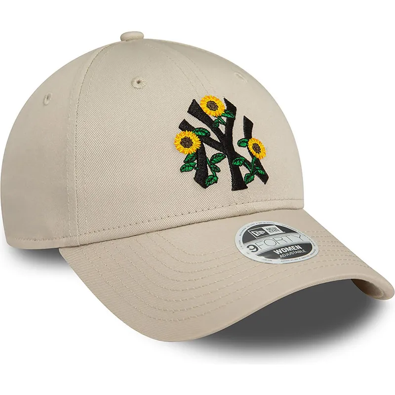 bezowa-zakrzywiona-czapka-z-daszkiem-regulowana-dla-kobiet-9forty-floral-new-york-yankees-mlb-od-new-era