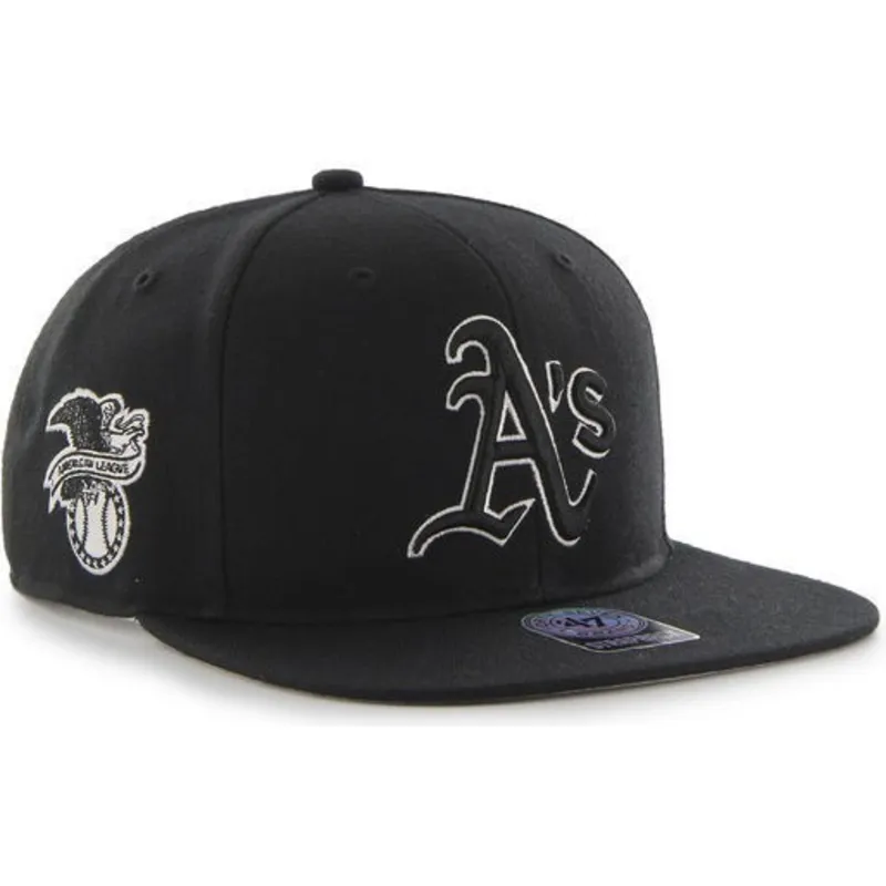 czapki-plana-czarny-snapback-oakland-athletics-mlb-47-brand