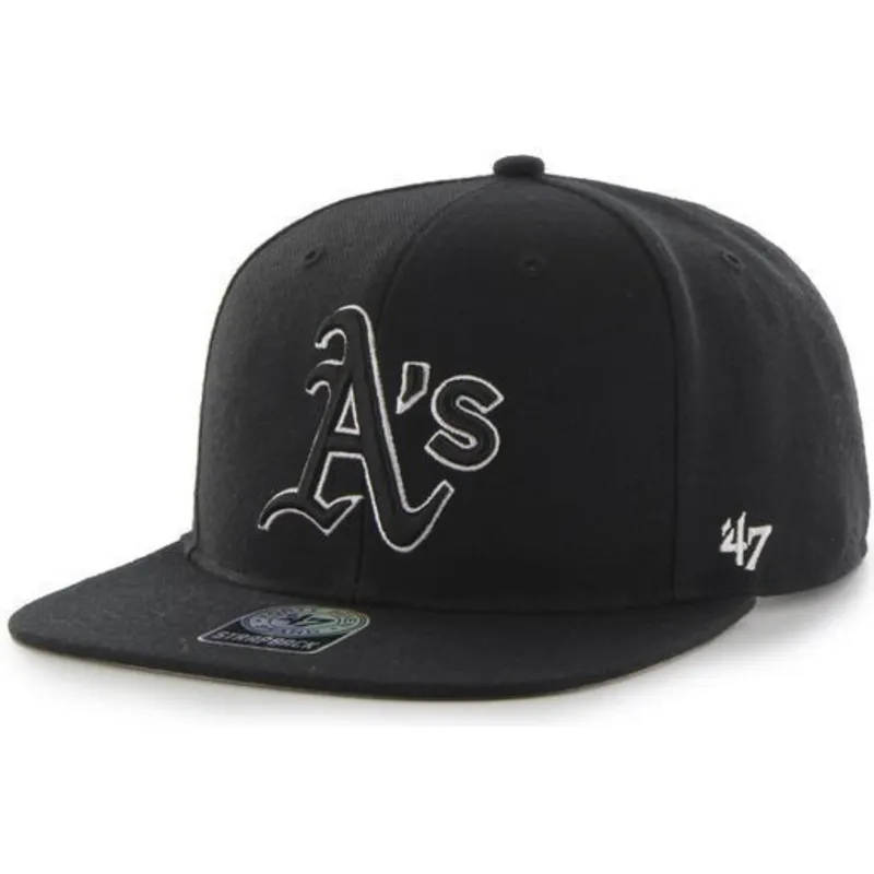 czapki-plana-czarny-snapback-oakland-athletics-mlb-47-brand