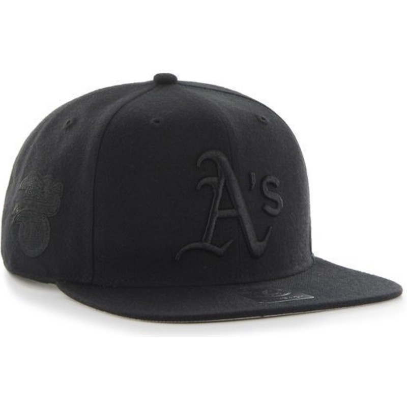 plaska-czapka-czarna-snapback-z-czarnym-logo-oakland-athletics-mlb-sure-shot-47-brand