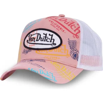 Czapka trucker różowo-biała LE POU Von Dutch
