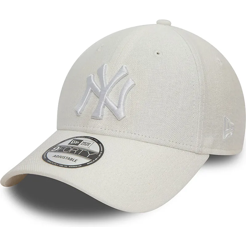 czapki-curva-bialy-tasma-regulowana-9forty-linen-new-york-yankees-mlb-new-era