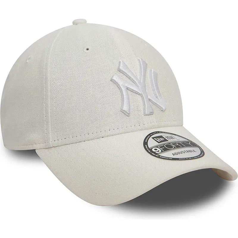 czapki-curva-bialy-tasma-regulowana-9forty-linen-new-york-yankees-mlb-new-era