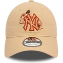 czapki-curva-brazowy-tasma-regulowana-9twenty-floral-new-york-yankees-mlb-new-era